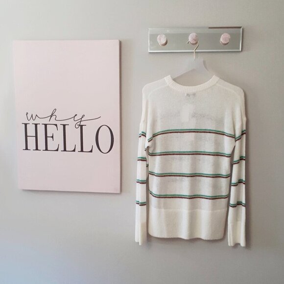 NWT Joie Dreolan porcelain off-white striped wool blend sweater, M - Picture 9 of 13